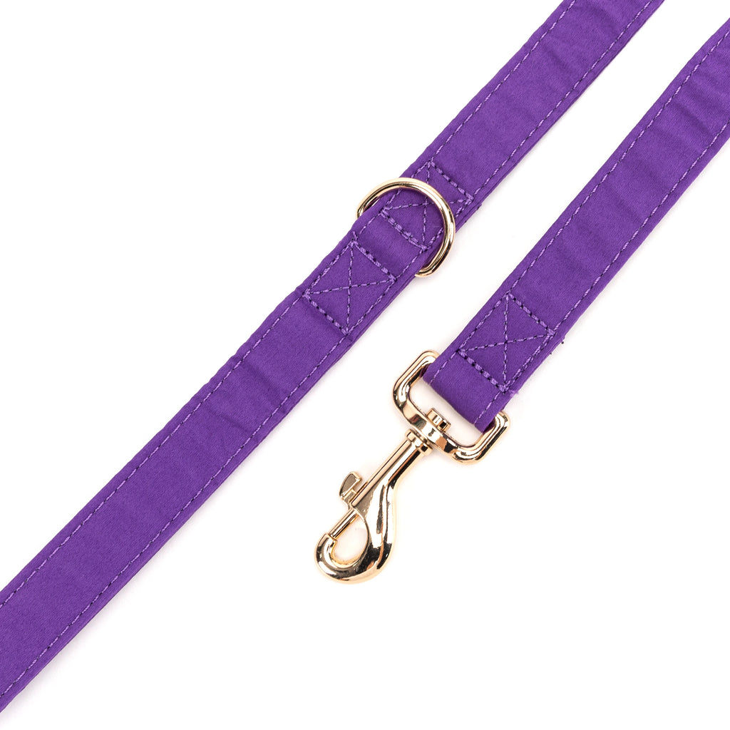 100% Cotton Adjustable Dog Leash Gold Purple Tornado hardware