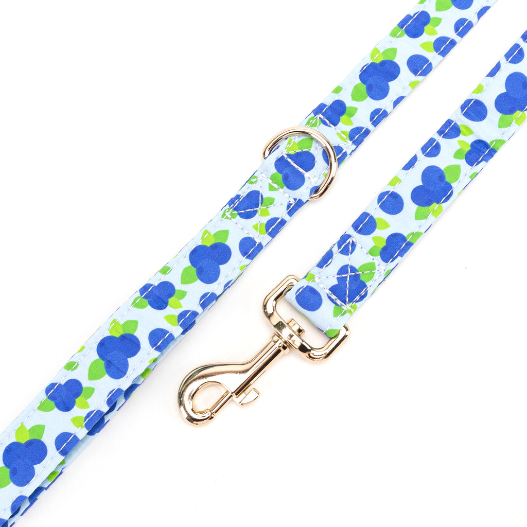 100% Cotton Adjustable Dog Leash Gold Blueberry hardware