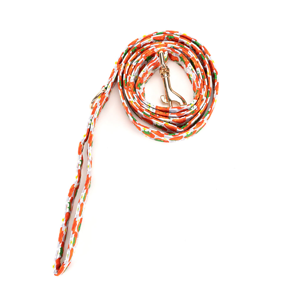 100% Cotton Adjustable Dog Leash Gold  Dancing Strawberries rolled