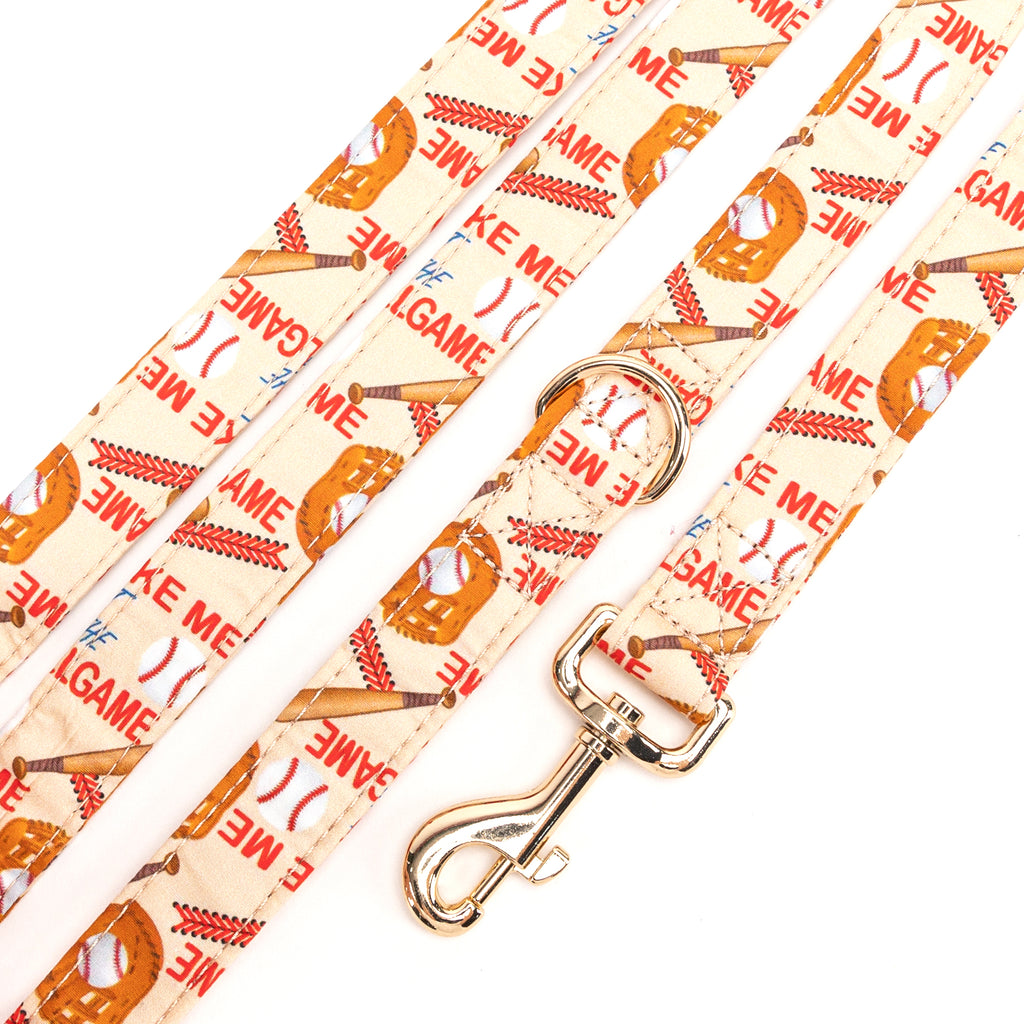 100% Cotton Adjustable Dog Leash Gold  Baseball detail