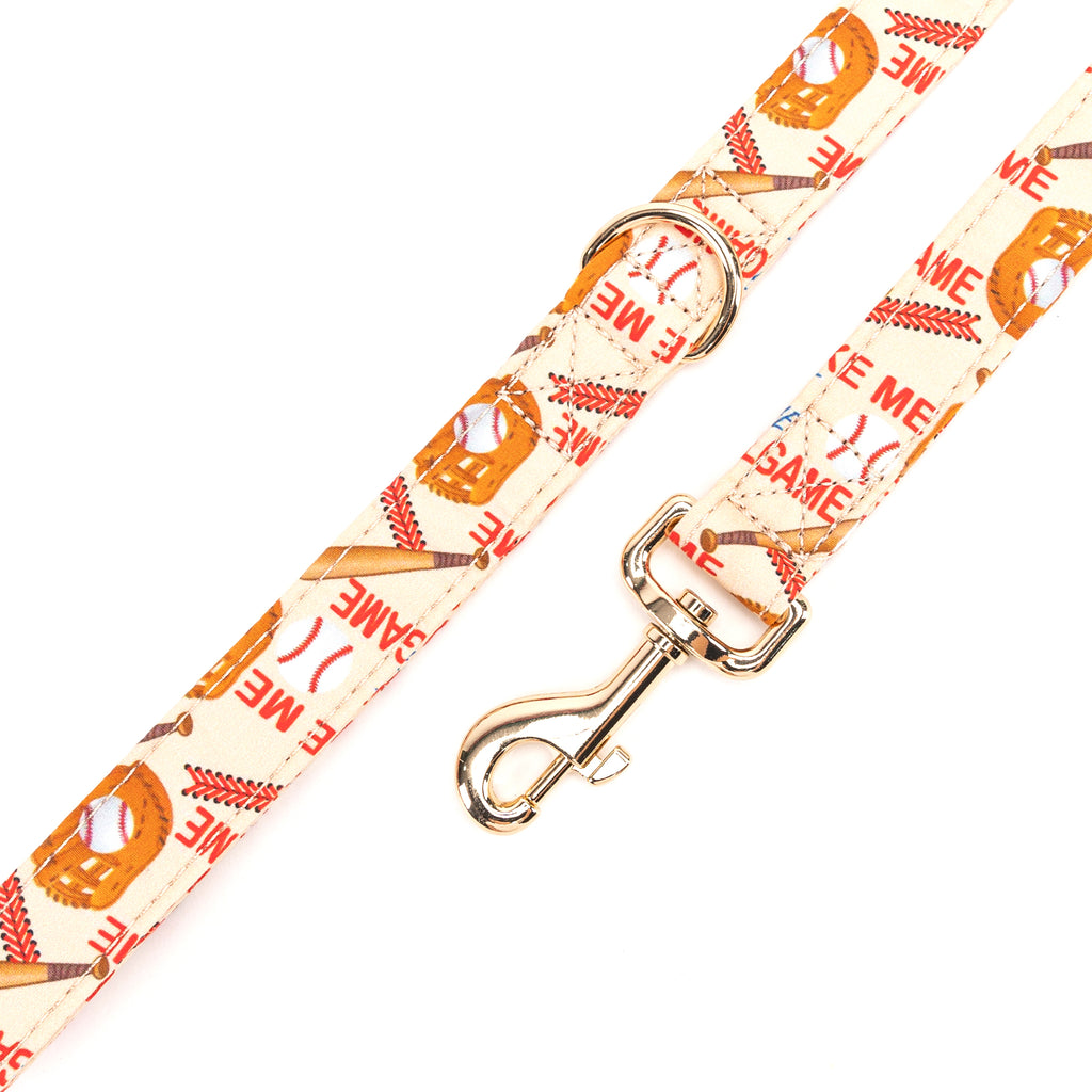 100% Cotton Adjustable Dog Leash Gold  Baseball hardware