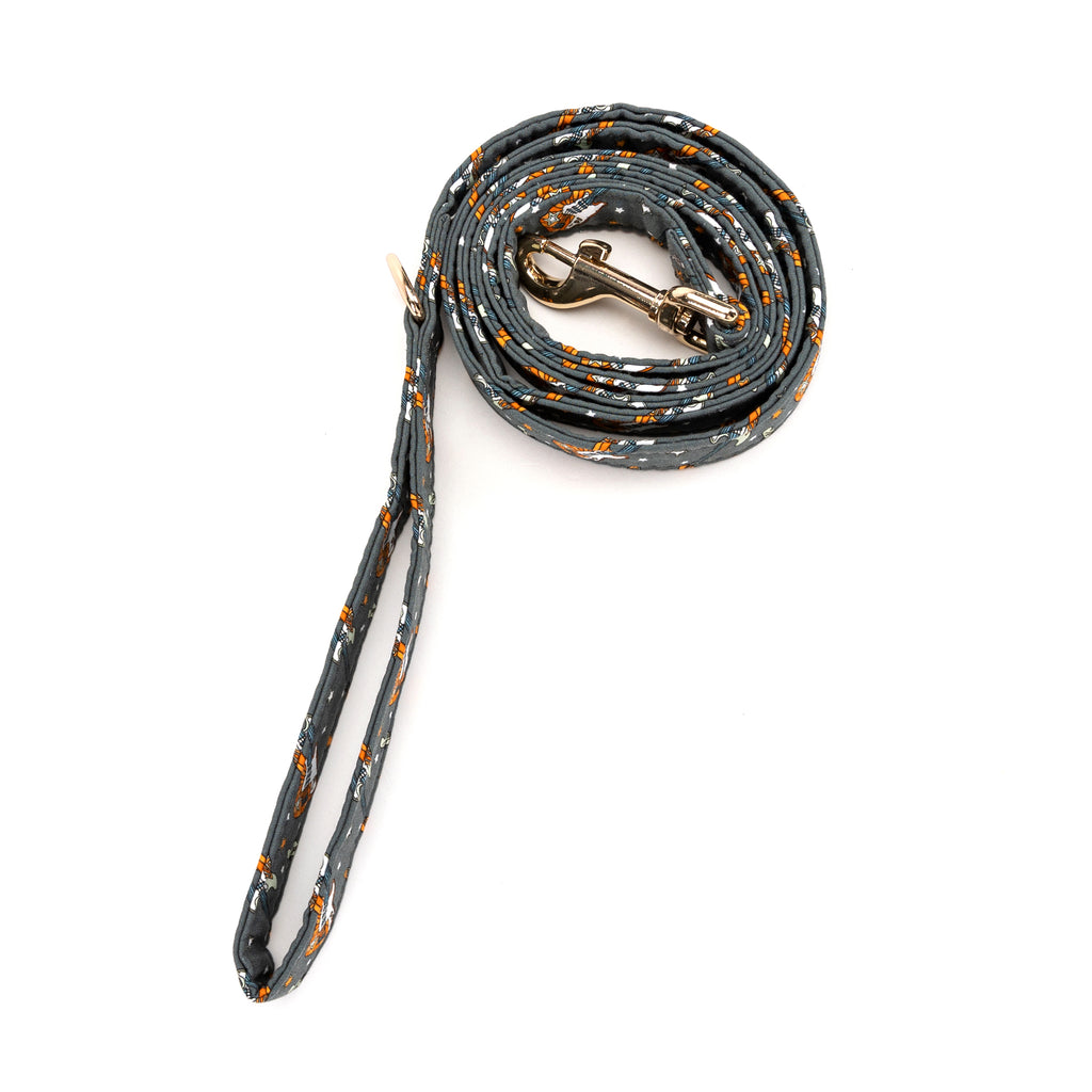 100% Cotton Adjustable Dog Leash Gold  Guitar rolled