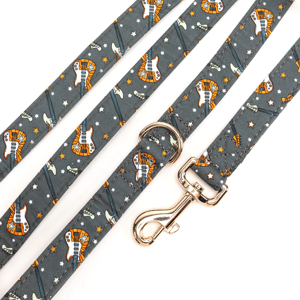 100% Cotton Adjustable Dog Leash Gold  Guitar detail