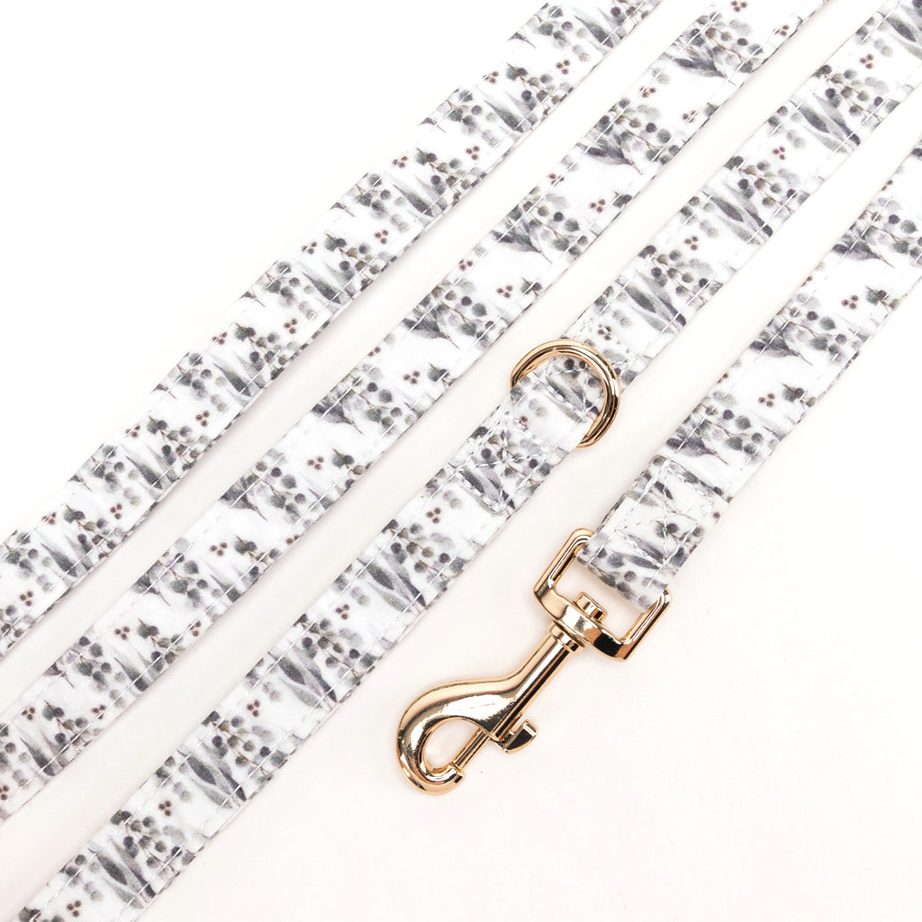 100% Cotton Adjustable Dog Leash Gold  Eucalyptus detail