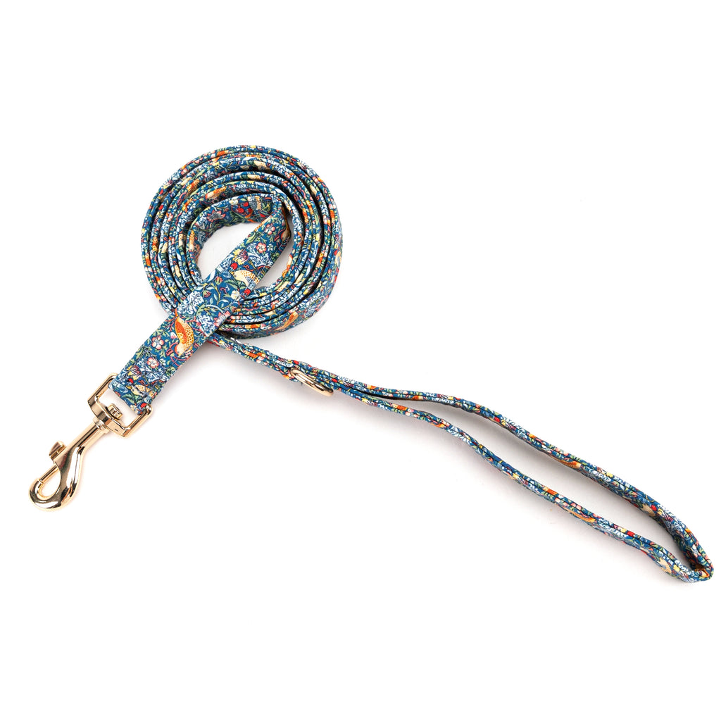 100% Cotton Adjustable Dog Leash Gold Strawberry Thief main