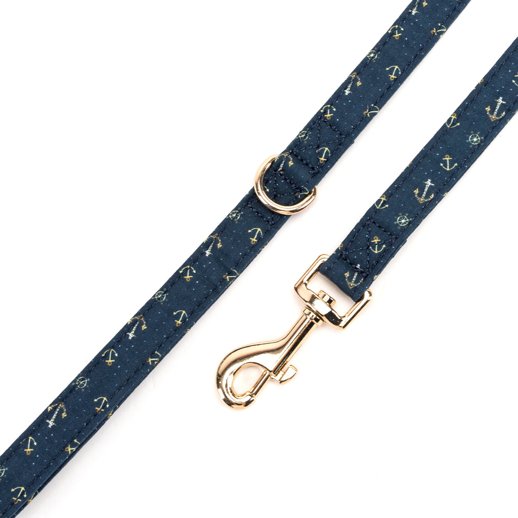 100% Cotton Adjustable Dog Leash Gold  Nautical hardware