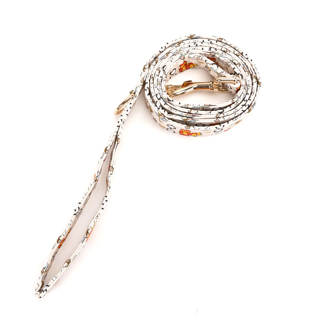 100% Cotton Adjustable Dog Leash Gold Wizard School rolled