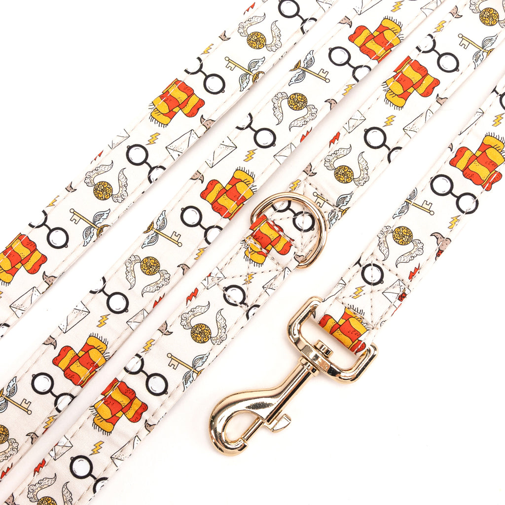 100% Cotton Adjustable Dog Leash Gold Wizard School  detail