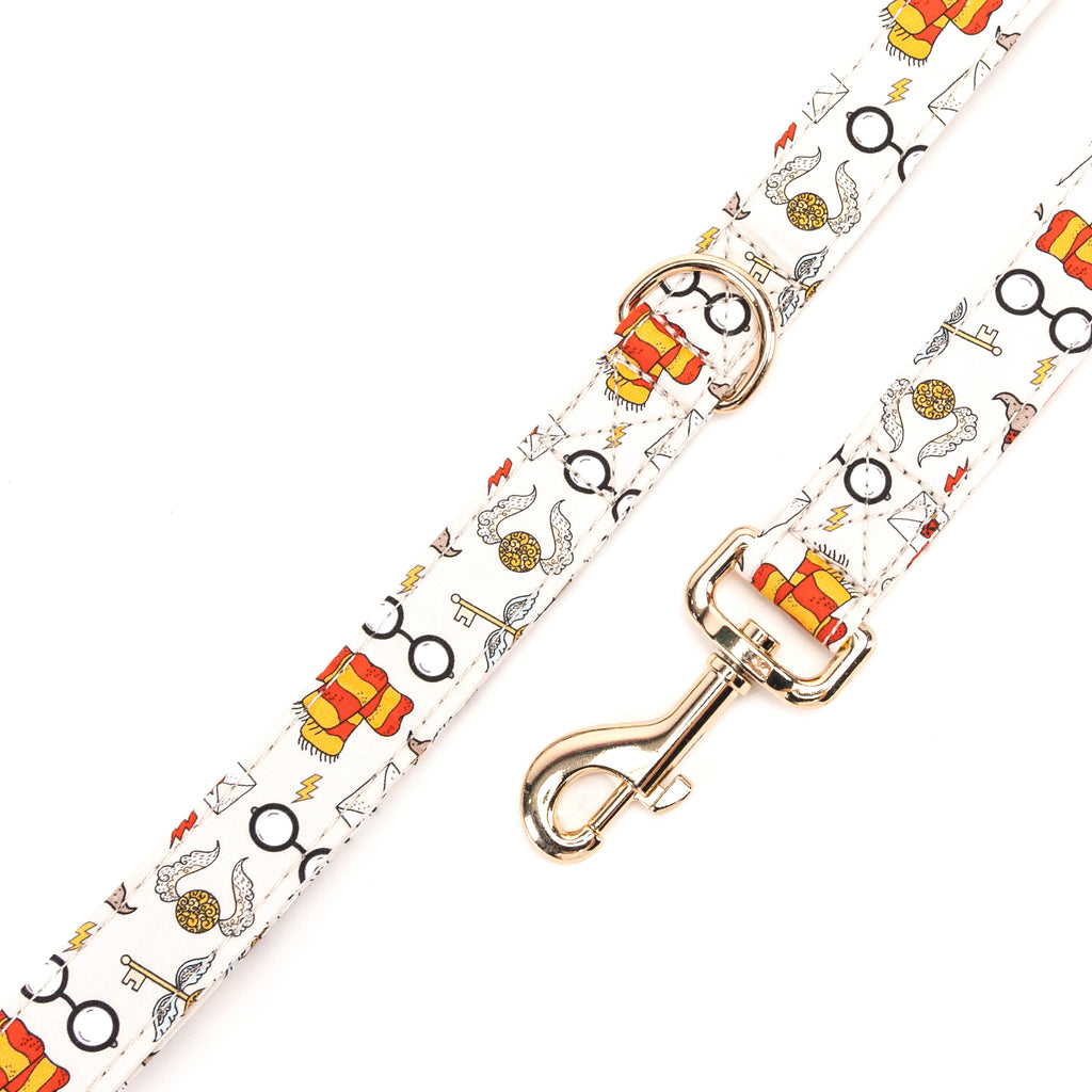 100% Cotton Adjustable Dog Leash Gold Wizard School hardware