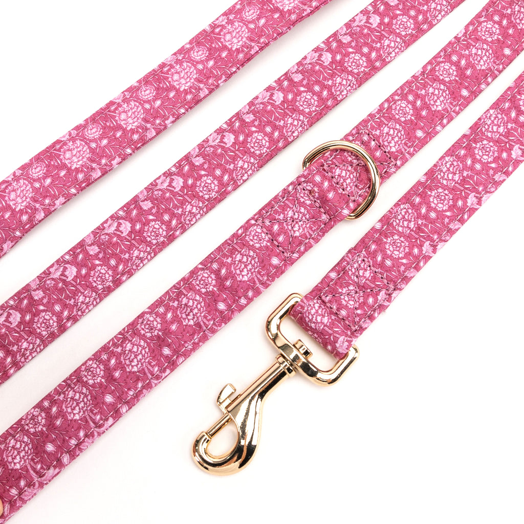 100% Cotton Adjustable Dog Leash Gold  Wild Tulip detail