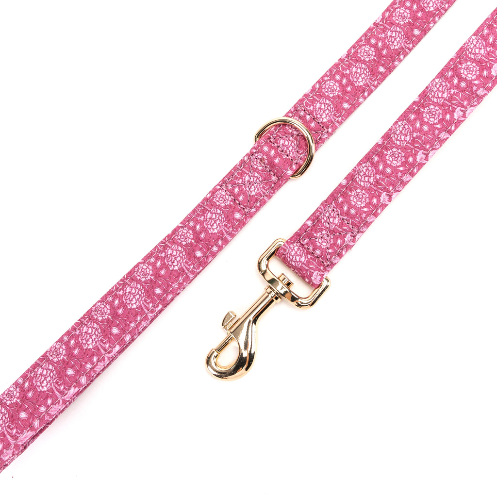 100% Cotton Adjustable Dog Leash Gold  Wild Tulip hardware