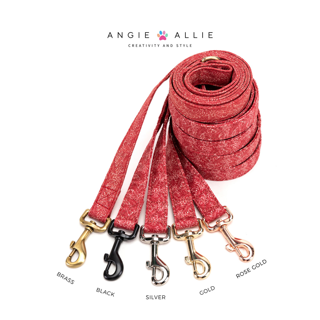 100% Cotton Adjustable Dog Leash Gold  Larkspur with brass, black, silver, gold, and rose gold hardware