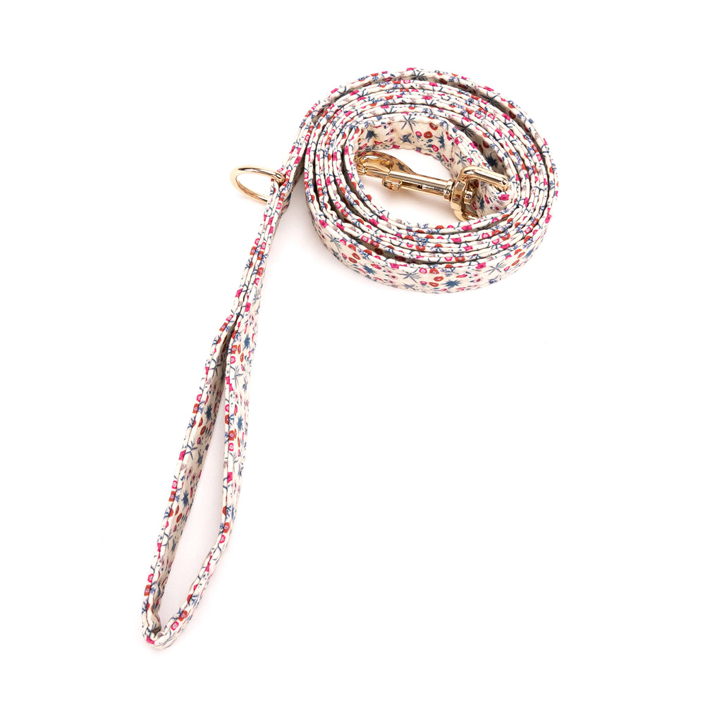 100% Cotton Adjustable Dog Leash Gold Daisy rolled