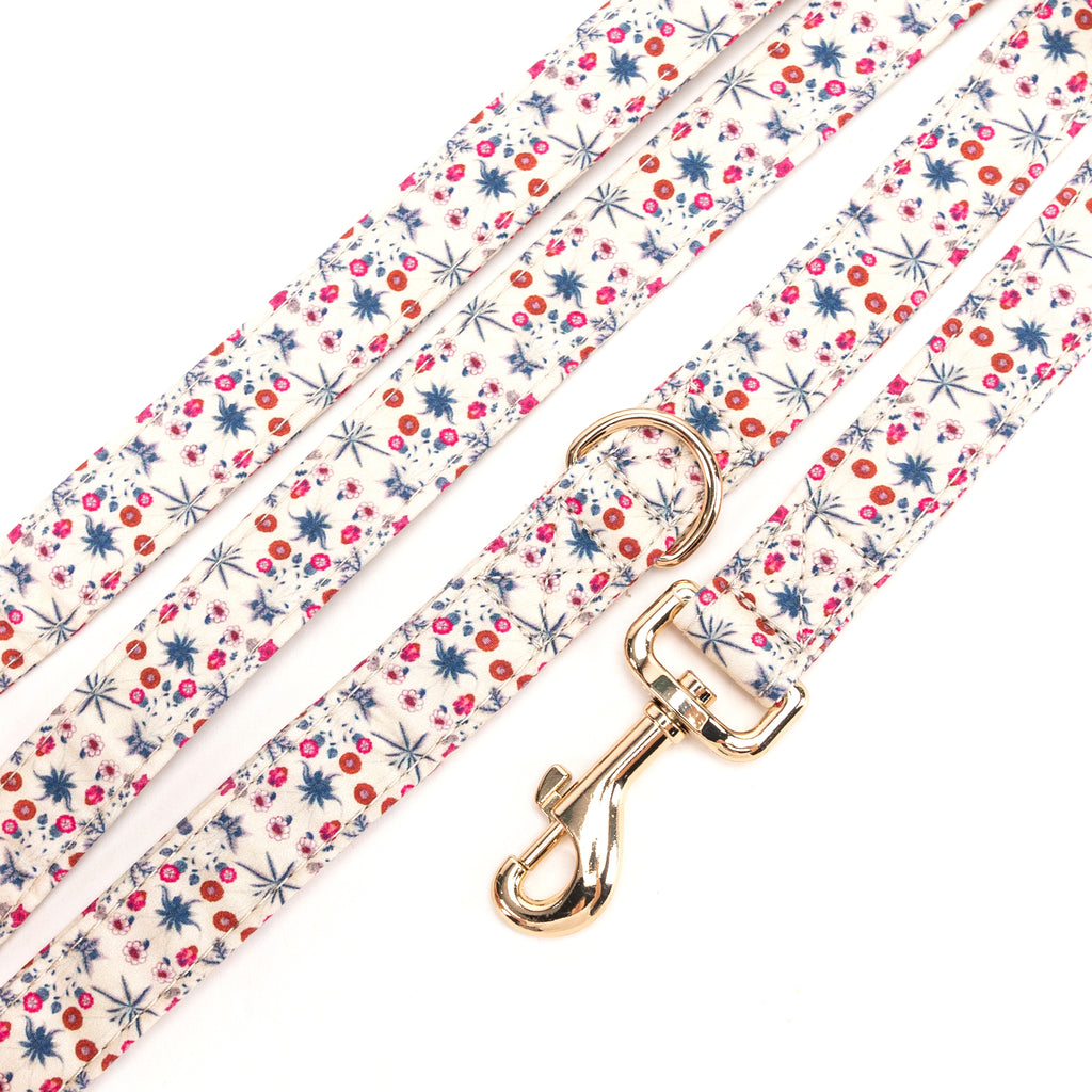 100% Cotton Adjustable Dog Leash Gold Daisy detail