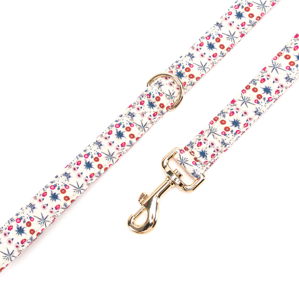 100% Cotton Adjustable Dog Leash Gold Daisy hardware