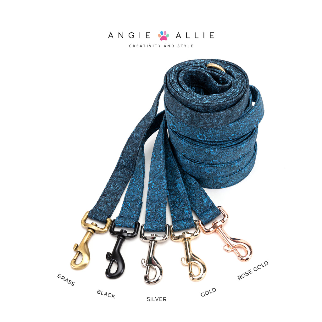 100% Cotton Adjustable Dog Leash Gold  Marigold with brass, black, silver, gold, and rose gold hardware