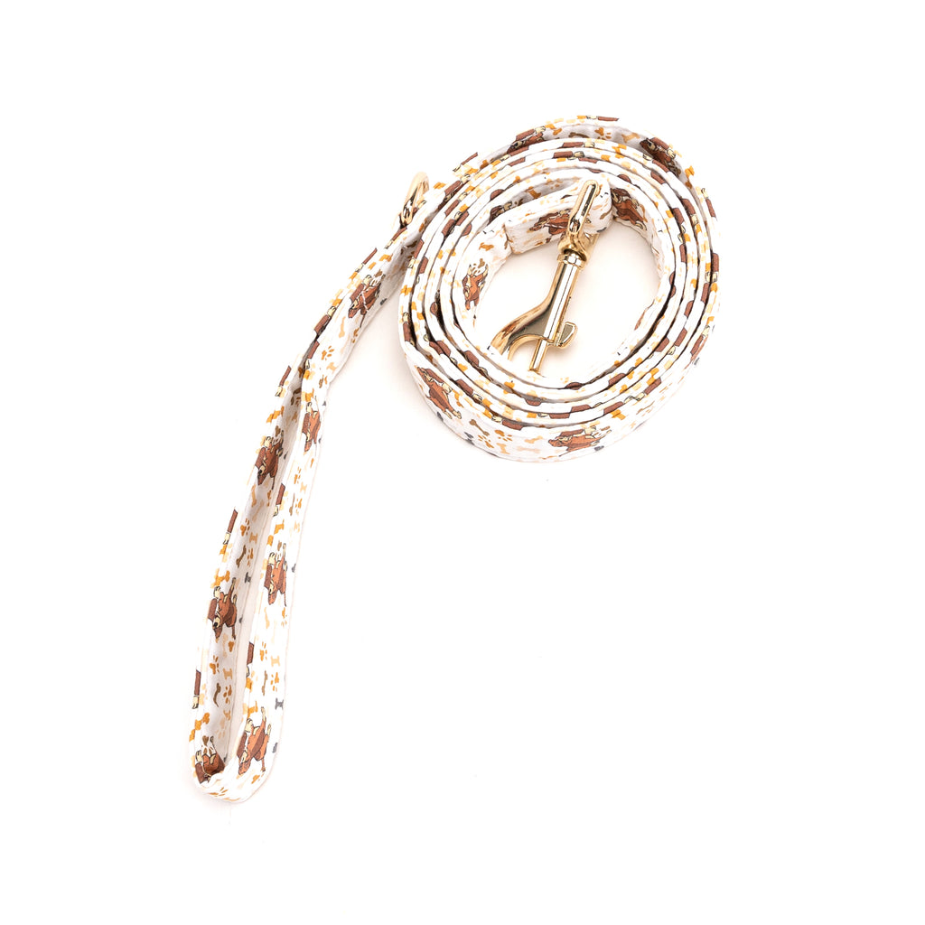 100% Cotton Adjustable Dog Leash Gold  Disney Fox and the Hound rolled