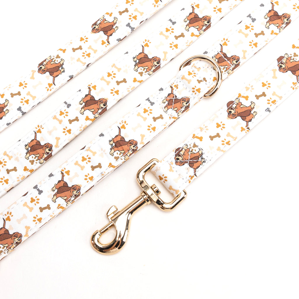 100% Cotton Adjustable Dog Leash Gold  Disney Fox and the Hound detail