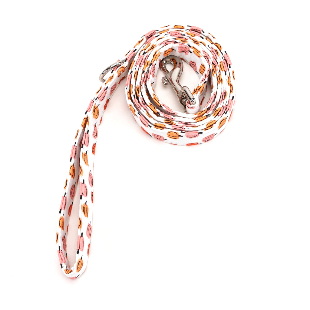 100% Cotton Adjustable Dog Leash Silver Love Halloween rolled