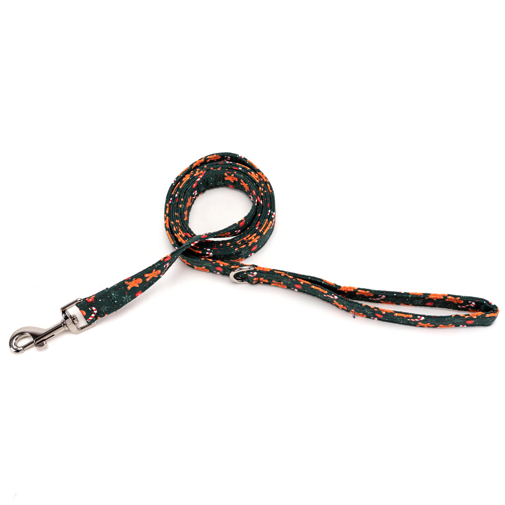 100% Cotton Adjustable Dog Leash Silver Gingerbread Man main