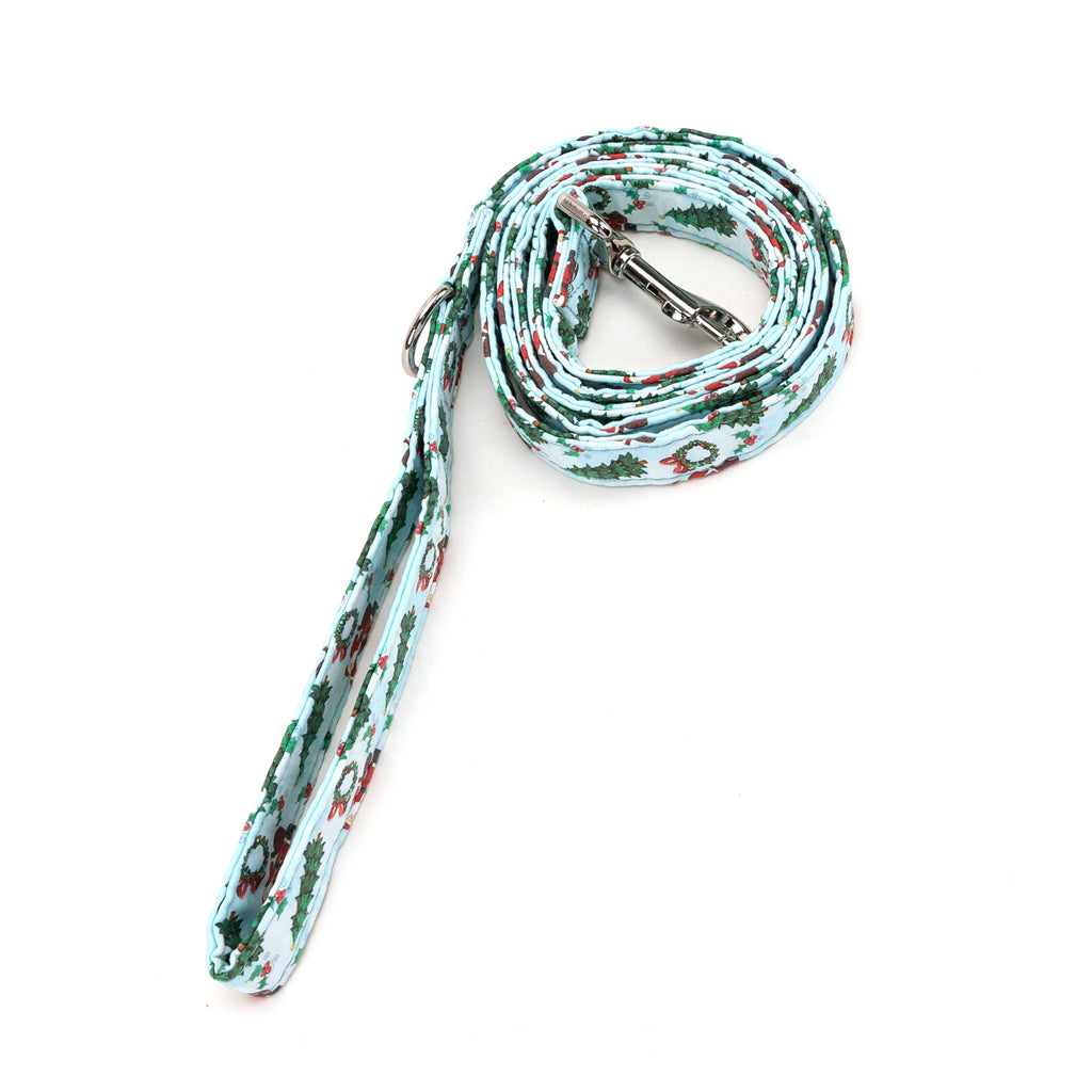 100% Cotton Adjustable Dog Leash Silver Santa Claus rolled
