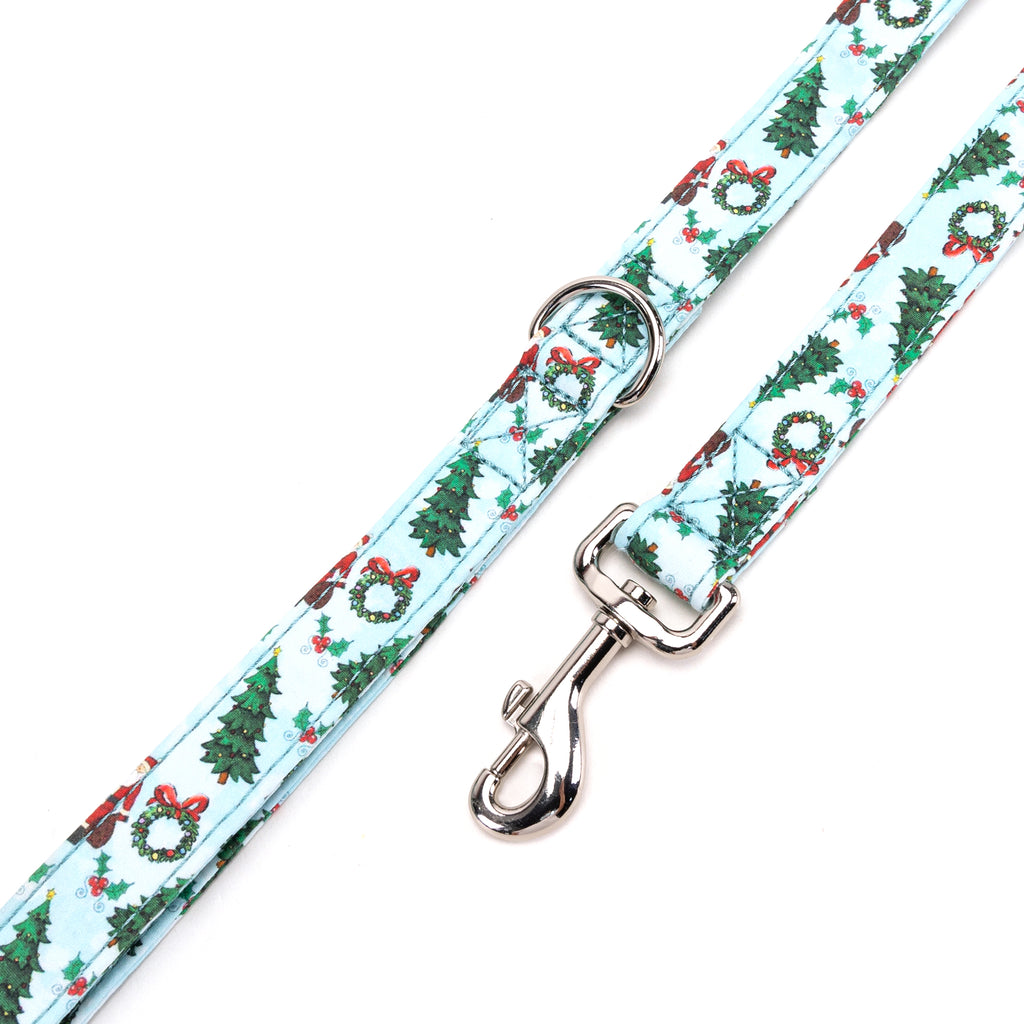 100% Cotton Adjustable Dog Leash Silver Santa Claus hardware