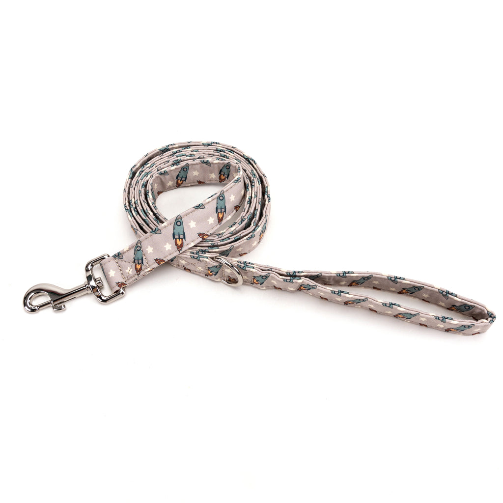 100% Cotton Adjustable Dog Leash Silver Retro Rocket main