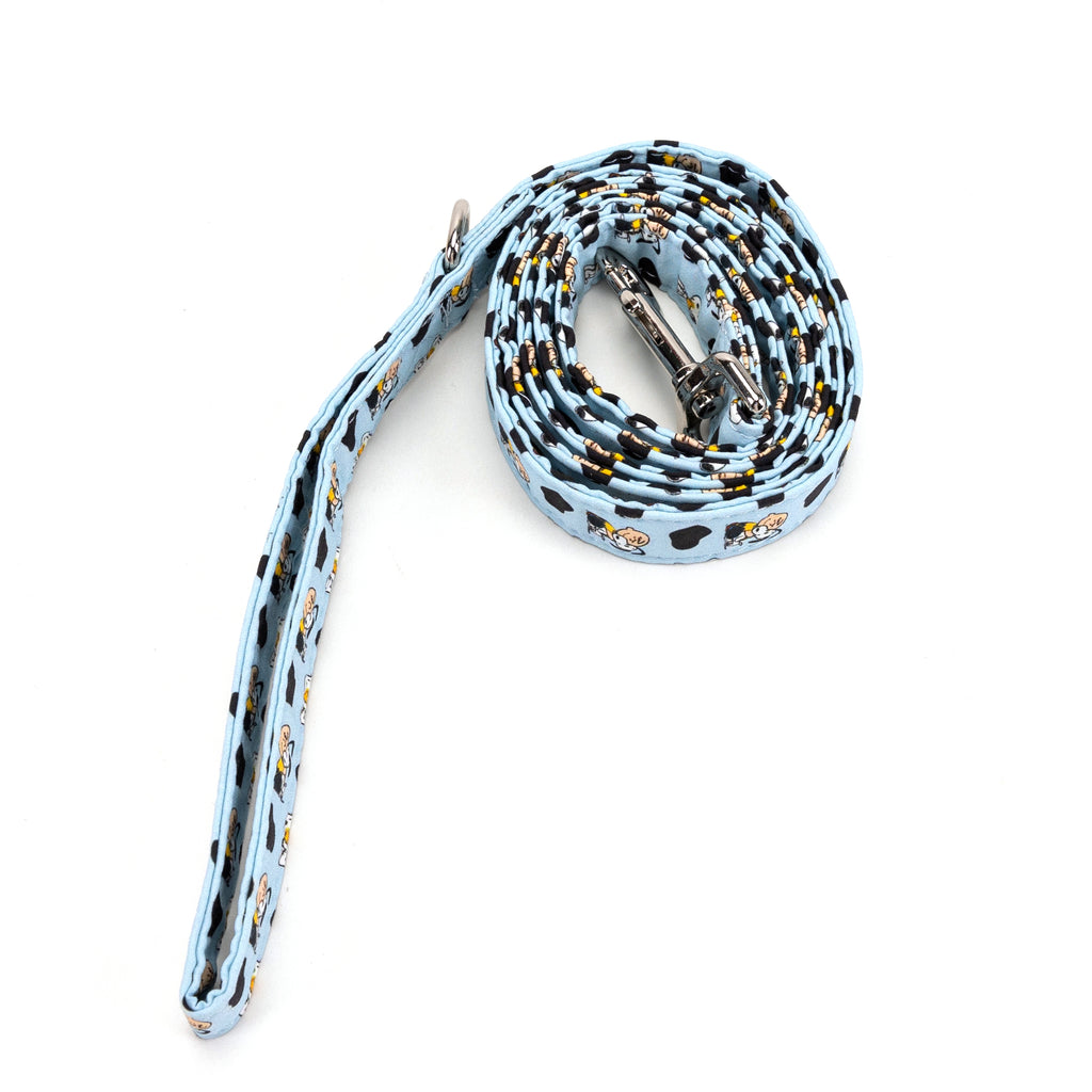 Snoopy Dog Leash Organic Cotton Silver Hardware rolled