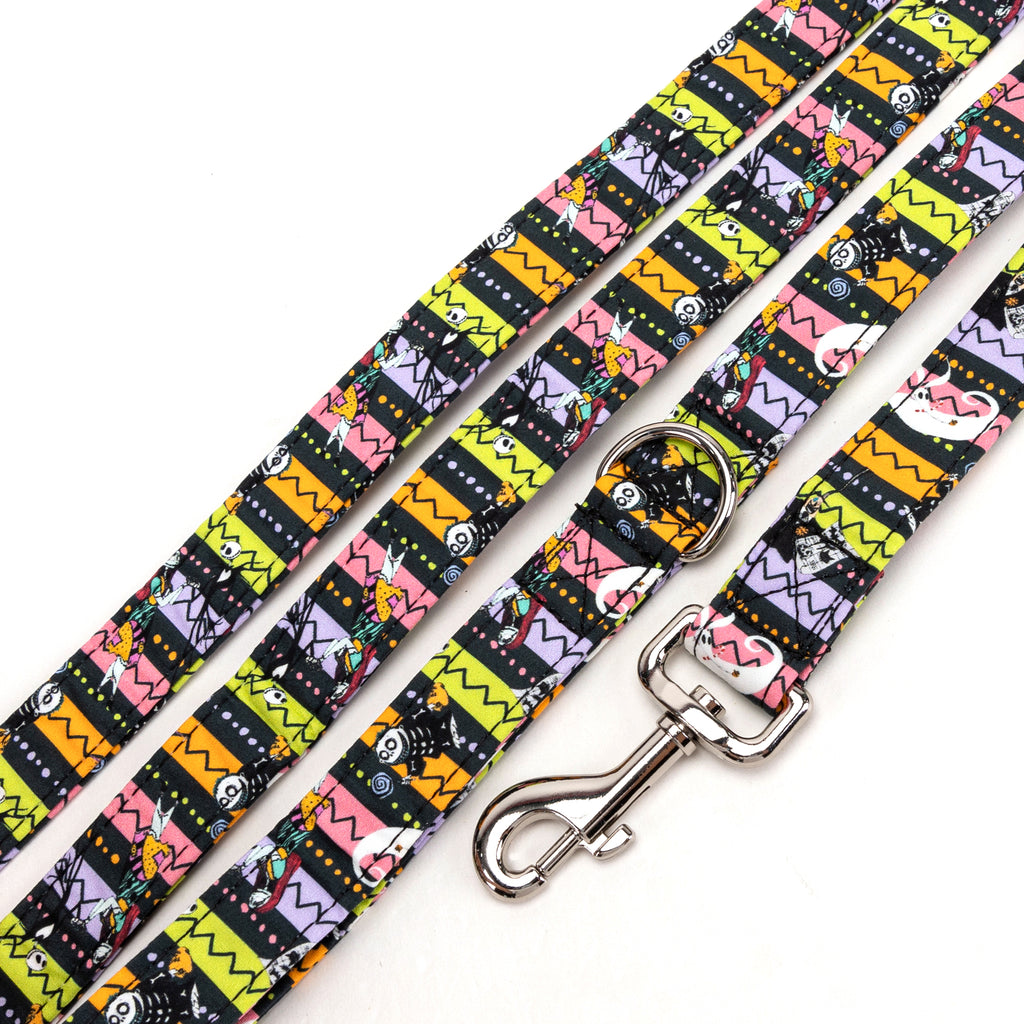 100% Cotton Adjustable Dog Leash Silver The nightmare before Christmas detail