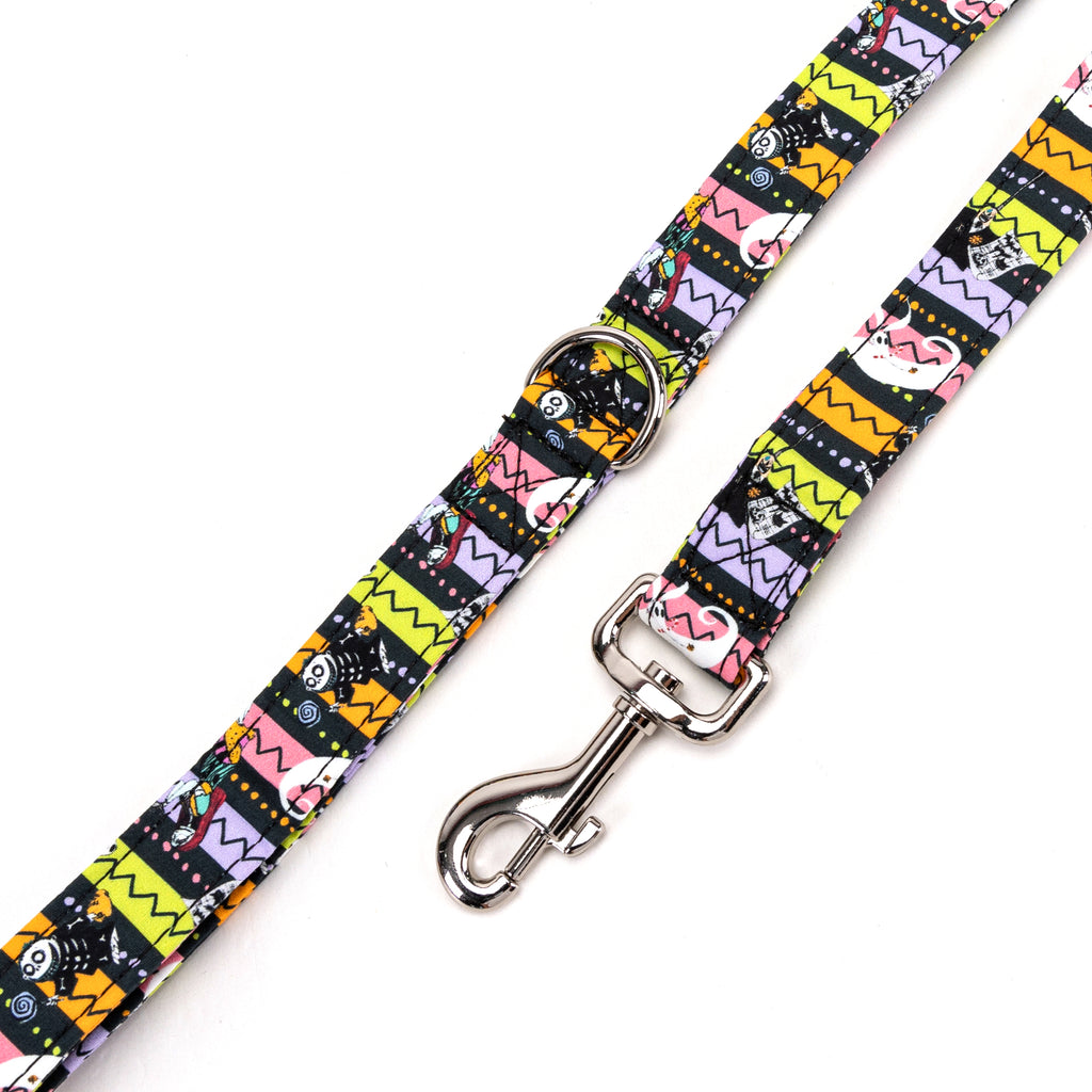 100% Cotton Adjustable Dog Leash Silver The nightmare before Christmas hardware