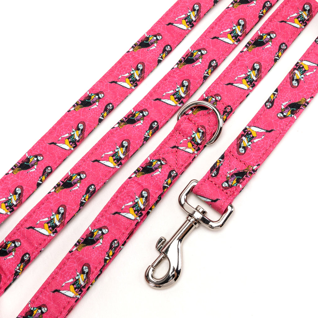 100% Cotton Adjustable Dog Leash Silver Sally the nightmare before Christmas detail