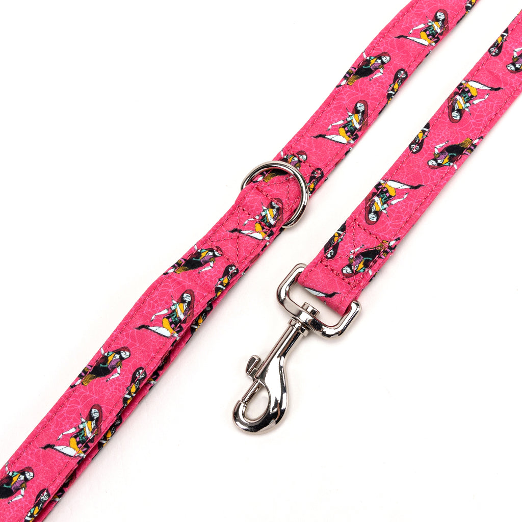 100% Cotton Adjustable Dog Leash Silver Sally the nightmare before Christmas hardware