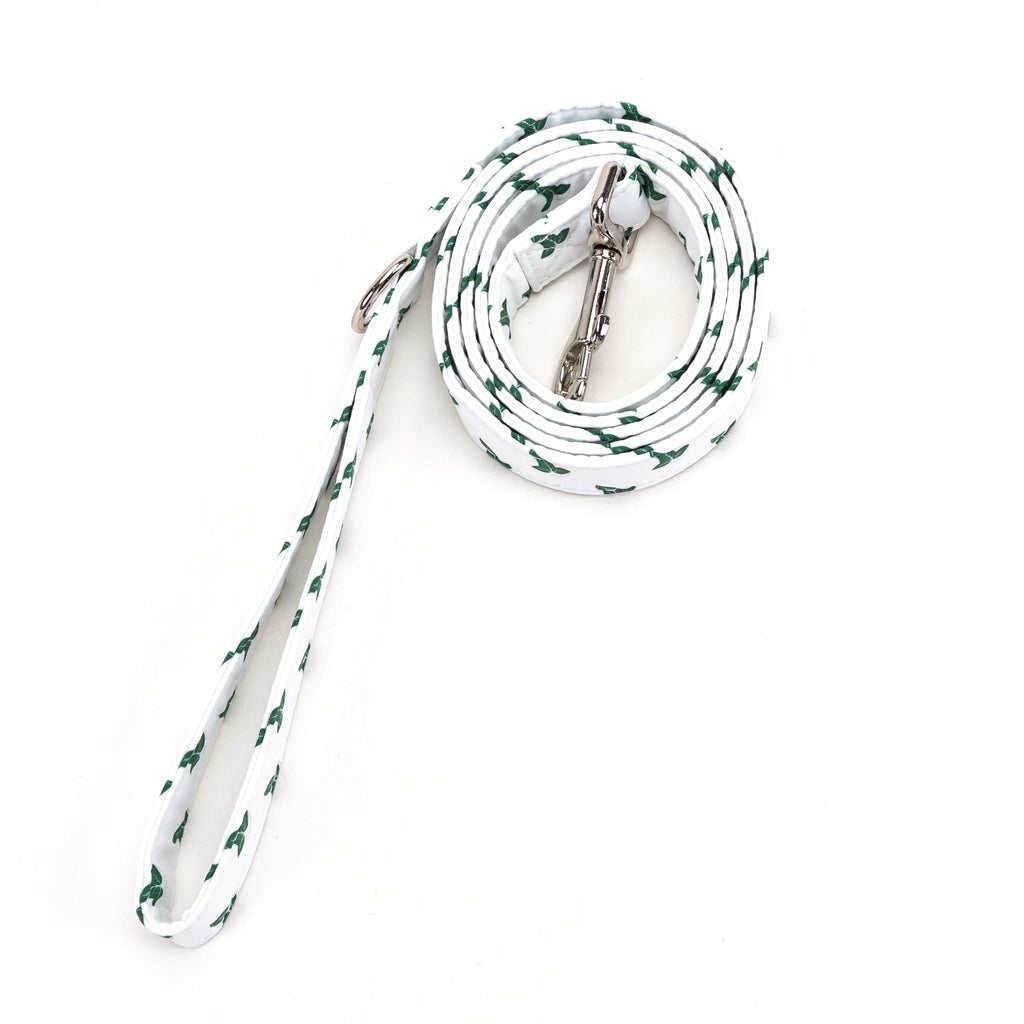 100% Cotton Adjustable Dog Leash Silver Elven Leaf LOTR rolled