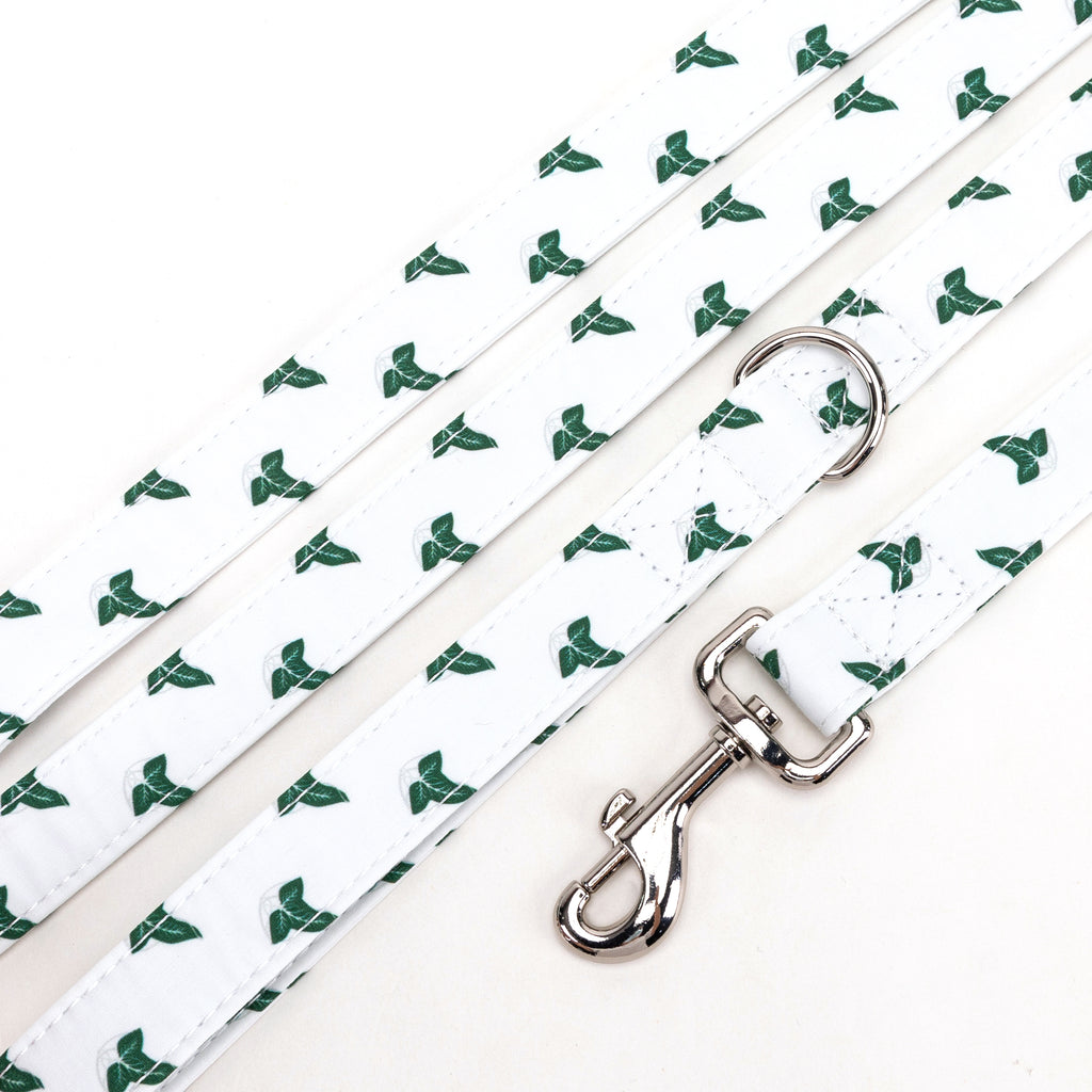 100% Cotton Adjustable Dog Leash Silver Elven Leaf LOTR detail