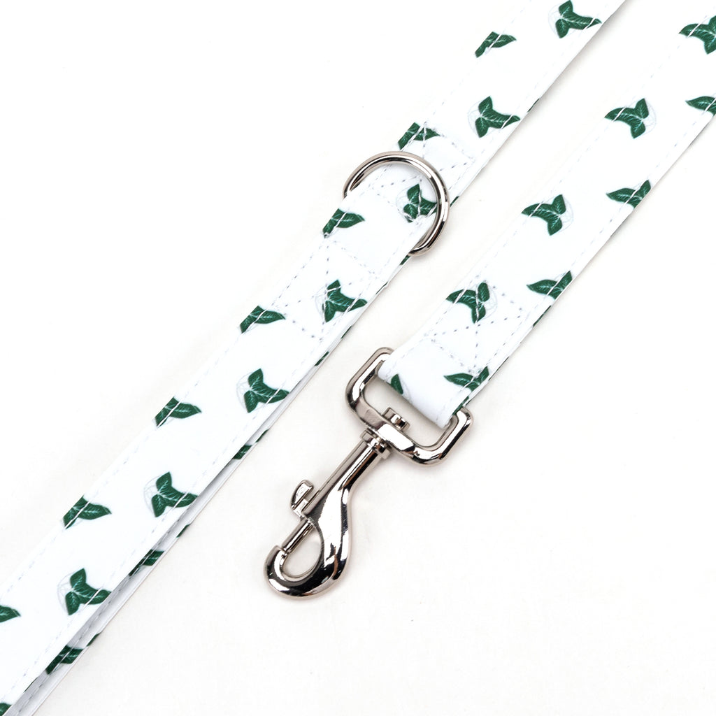 100% Cotton Adjustable Dog Leash Silver Elven Leaf LOTR hardware