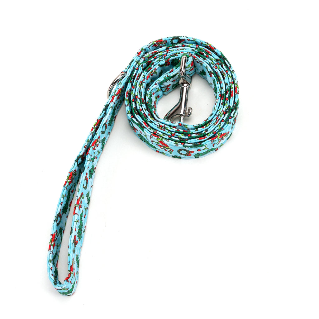 100% Cotton Adjustable Dog Leash Silver The Grinch rolled