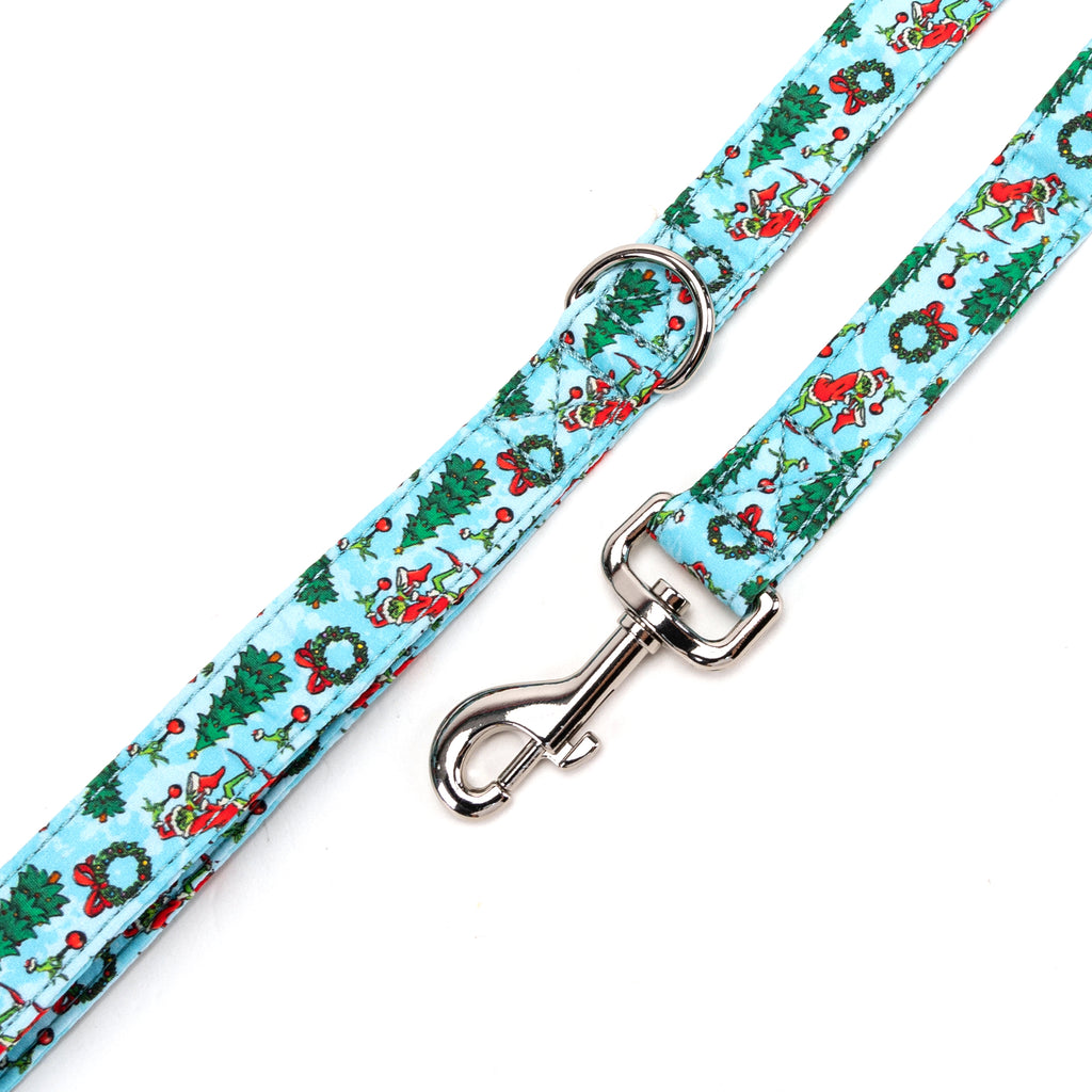 100% Cotton Adjustable Dog Leash Silver The Grinch hardware