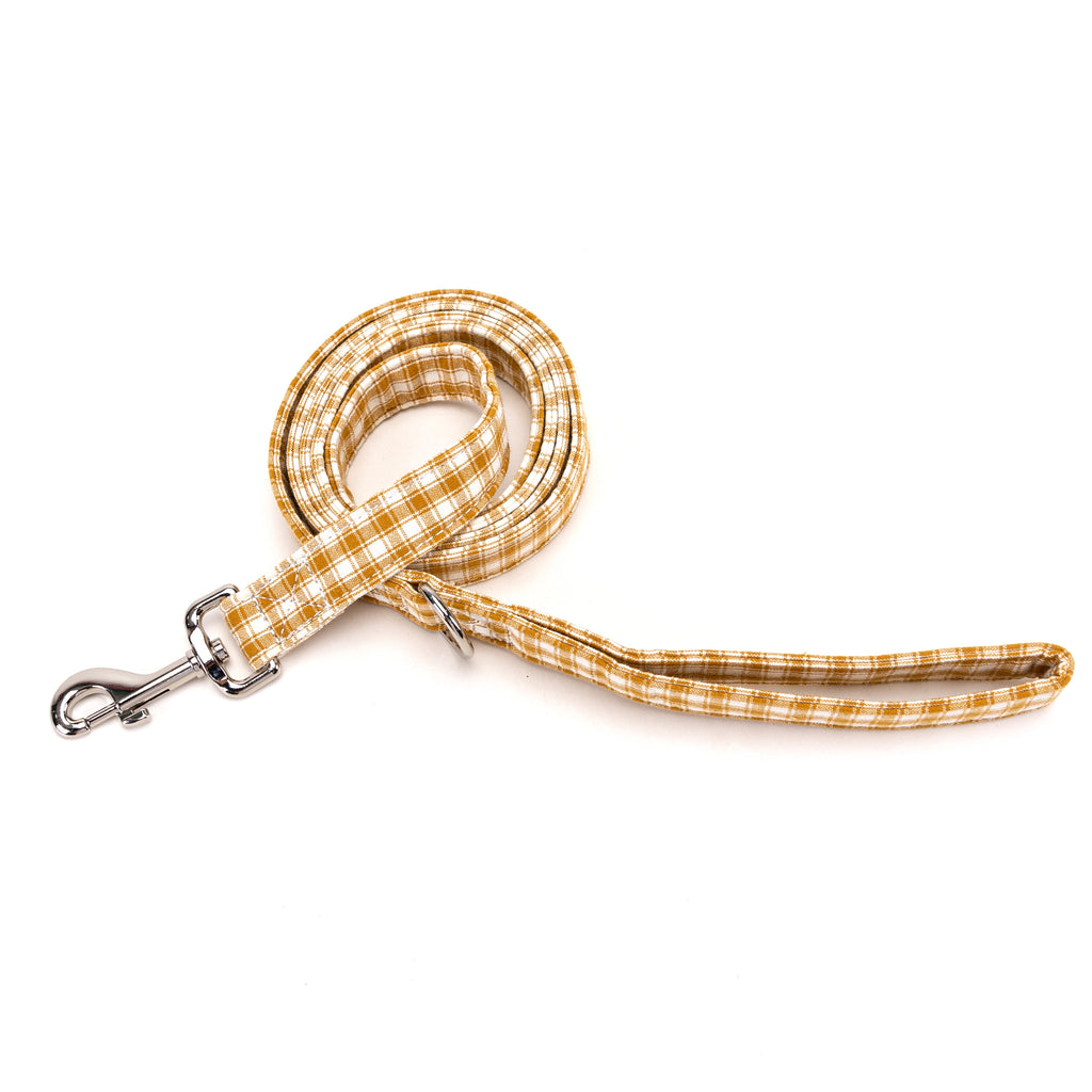 100% Cotton Adjustable Dog Leash Gingham Yellow main
