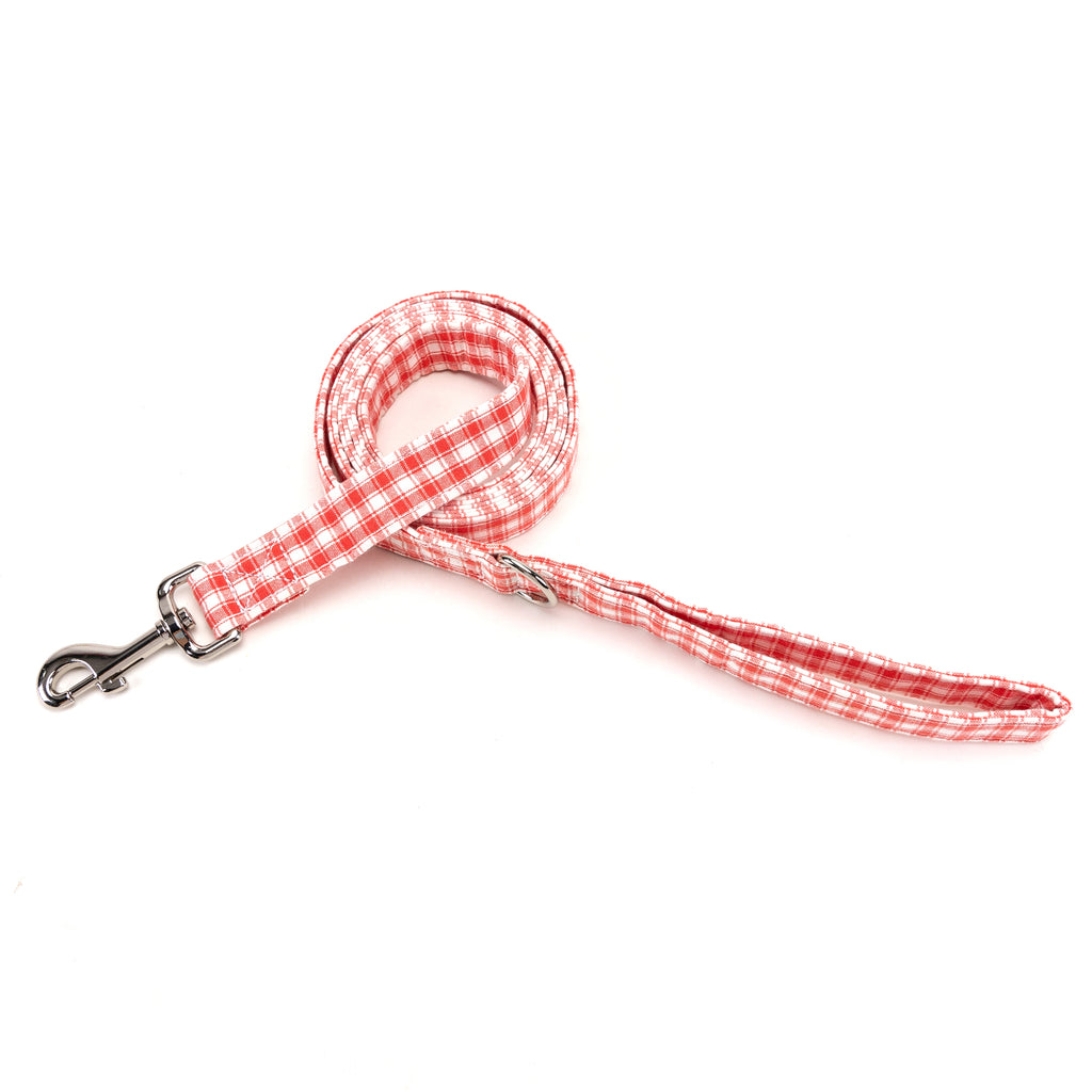 100% Cotton Adjustable Dog Leash Gingham Orange main