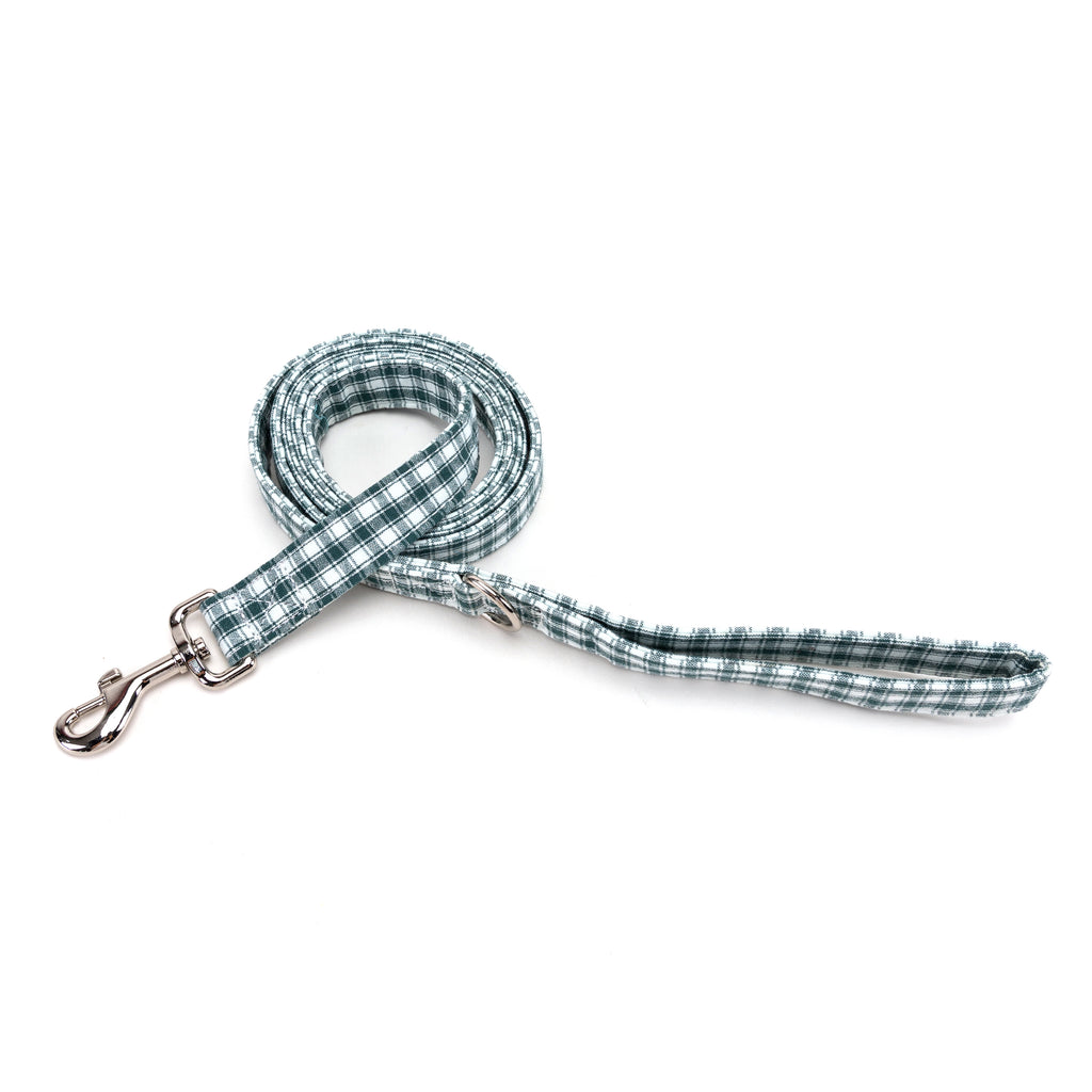 100% Cotton Adjustable Dog Leash Gingham Green main
