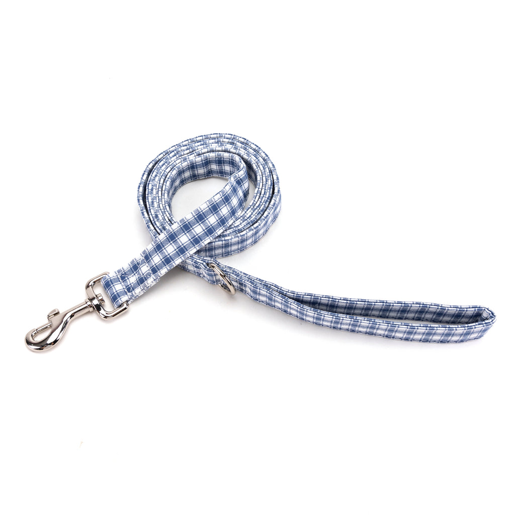 100% Cotton Adjustable Dog Leash Gingham Blue main