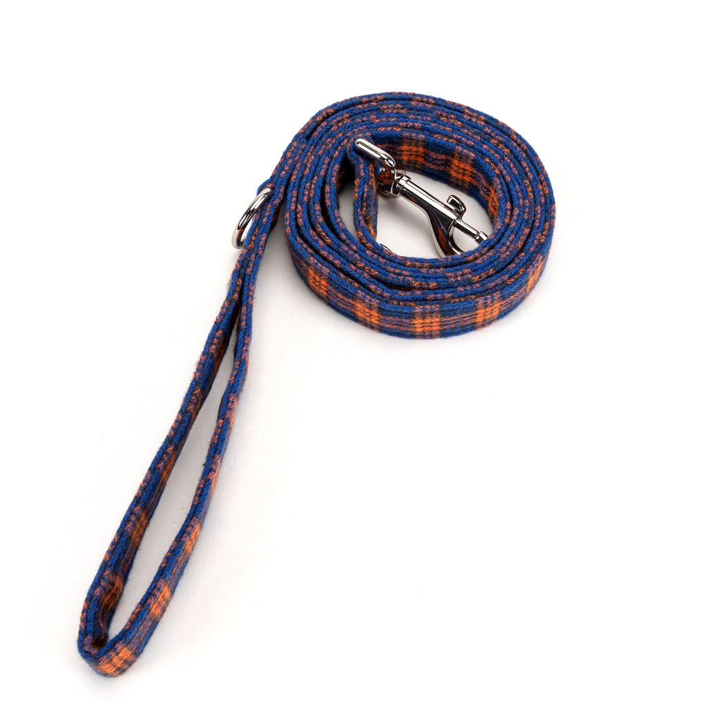 100% Cotton Adjustable Dog Leash MacDonald Orange & Blue rolled