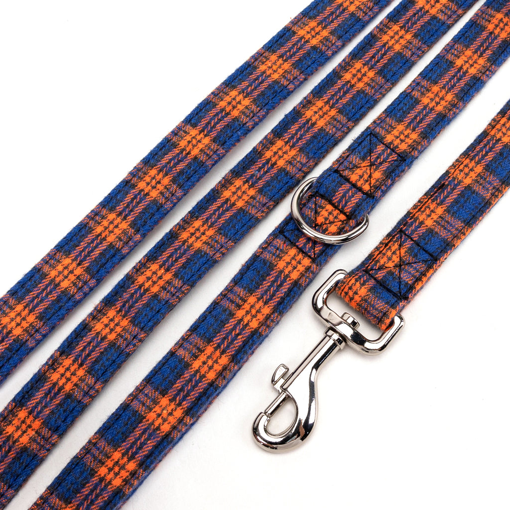 100% Cotton Adjustable Dog Leash MacDonald Orange & Blue detail