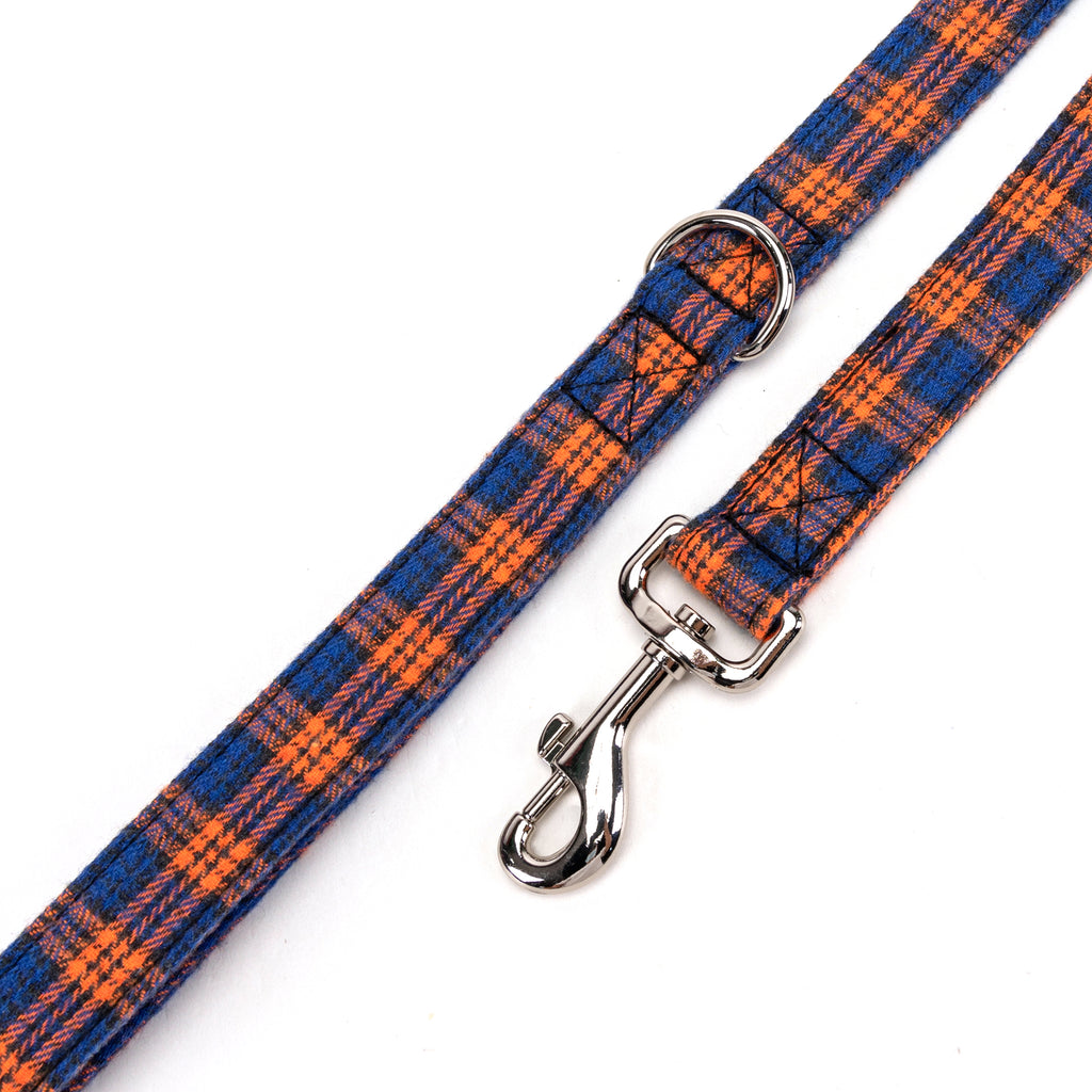 100% Cotton Adjustable Dog Leash MacDonald Orange & Blue hardware