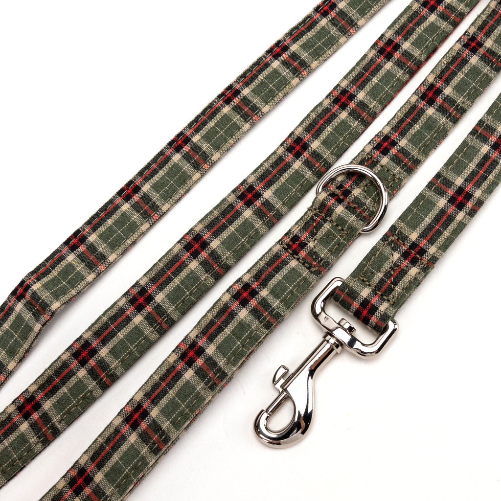 100% Cotton Adjustable Dog Leash MacPherson Hunting Green detail