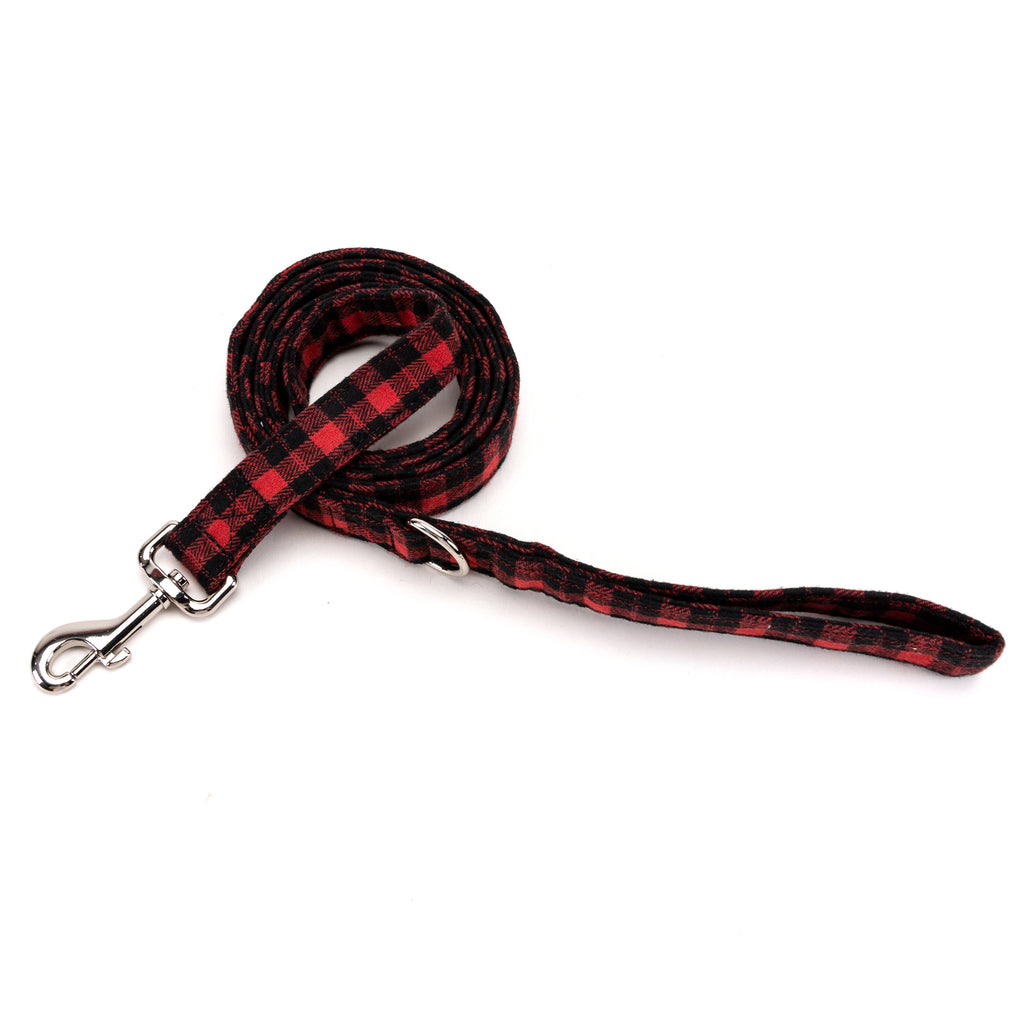 100% Cotton Adjustable Dog Leash Black Watch Red main