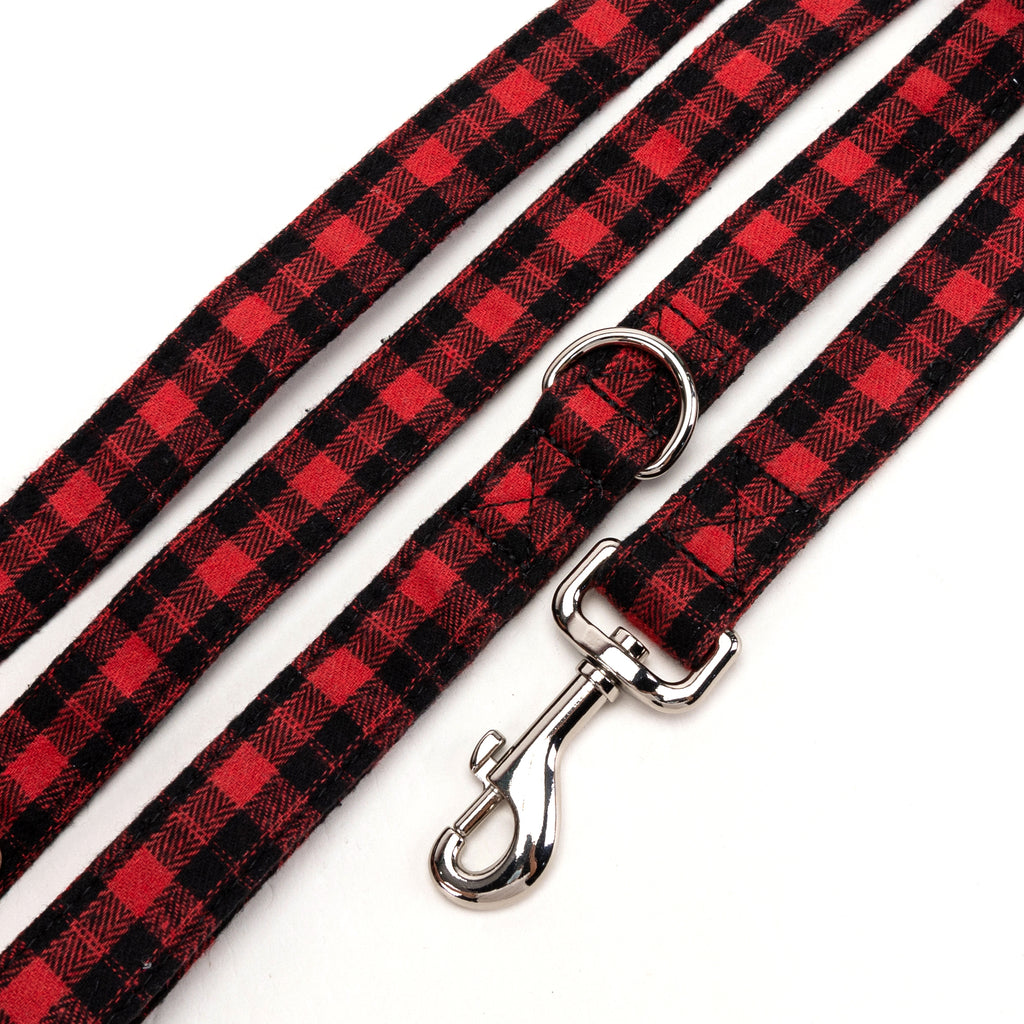 100% Cotton Adjustable Dog Leash Black Watch Red detail