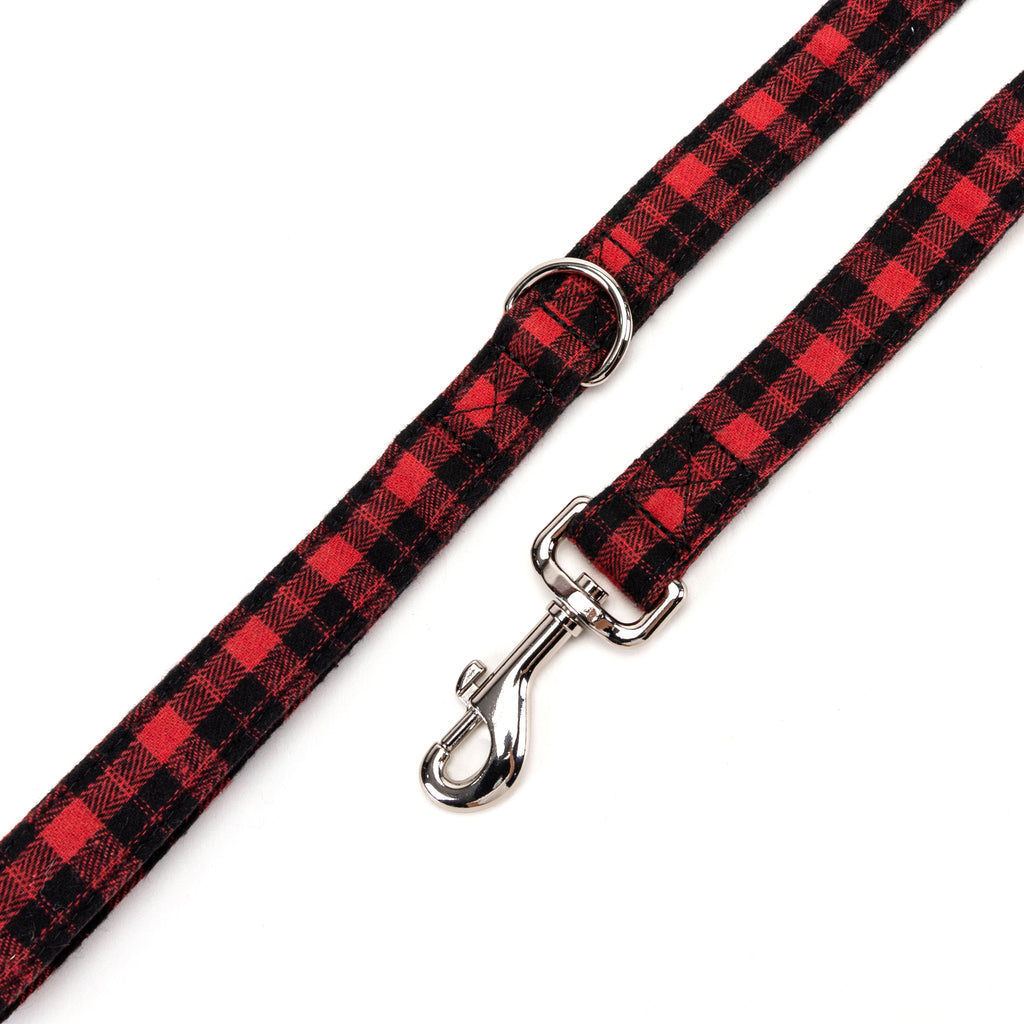 100% Cotton Adjustable Dog Leash Black Watch Red hardware