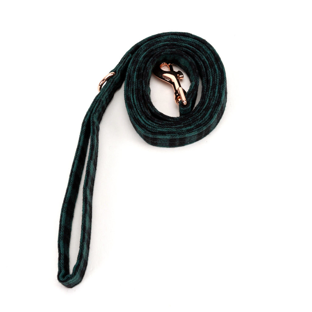 100% Cotton Adjustable Dog Leash Black Watch Army rolled
