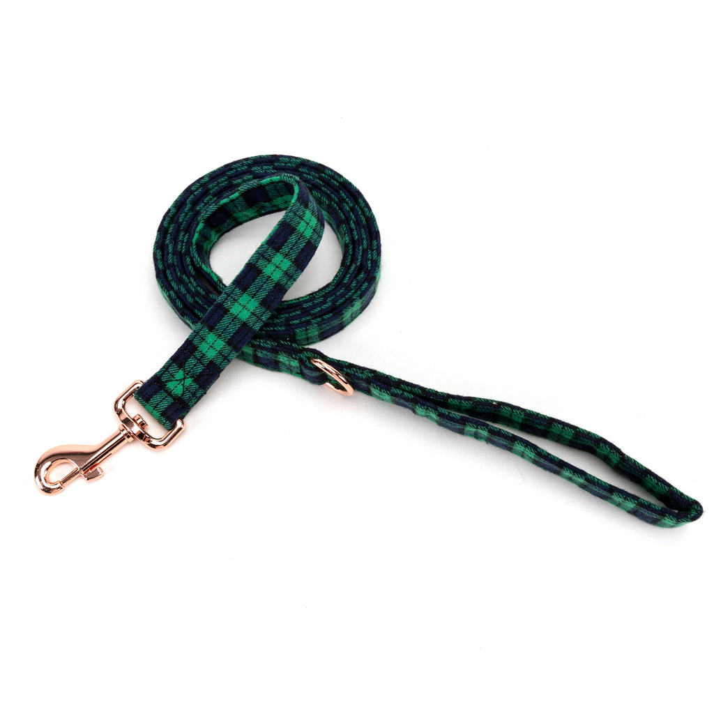 100% Cotton Adjustable Dog Leash Black Watch Lime main